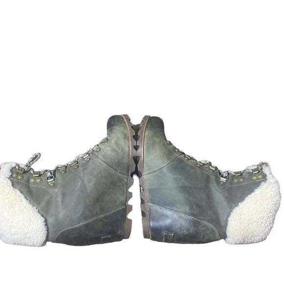 Sorel conquest wedge booties shearling leather in nori 8 distressed Sherpa - Picture 8 of 8